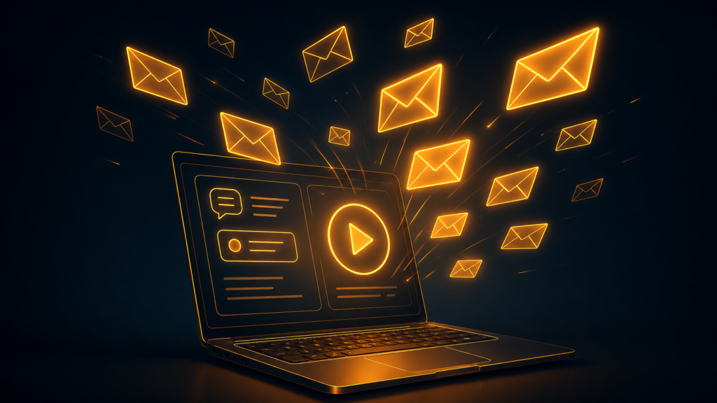 "Email marketing automation platform with digital campaign management, customer engagement, and email outreach visualization."
